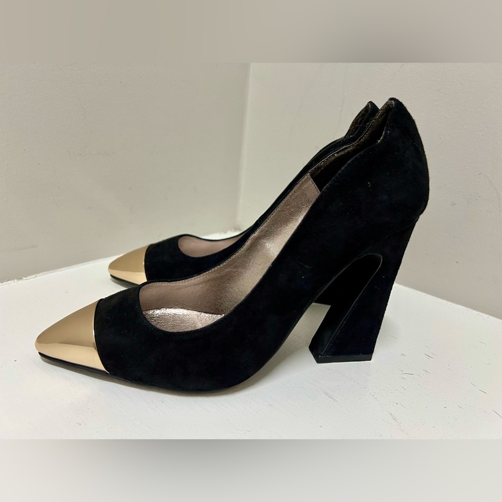 Jeffrey Campbell Black and Gold Heels